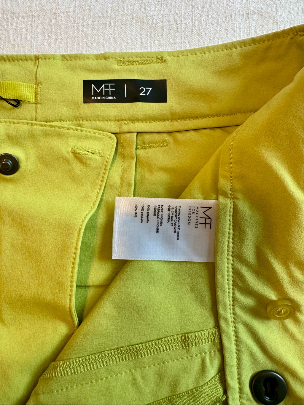 Discontinued Mff Key Short 5.5” Inseam In Citronelle Cycling Shorts Sz 27 — image 2 of 7